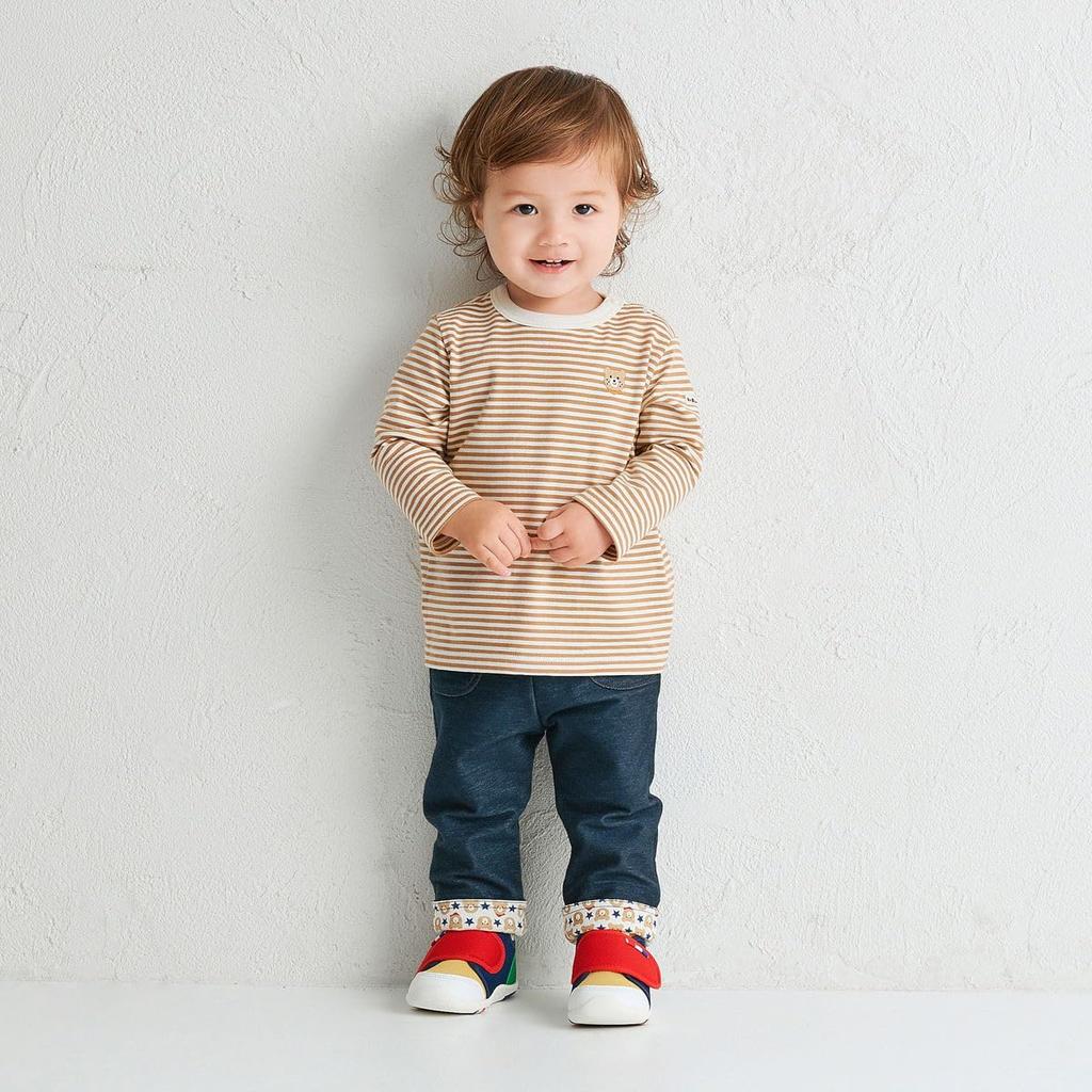 MIKI HOUSE HOT BISCUITS Футболка с длинным рукавом, Бежевая, 110 см, для мальчиков и девочек, 70-5211-686