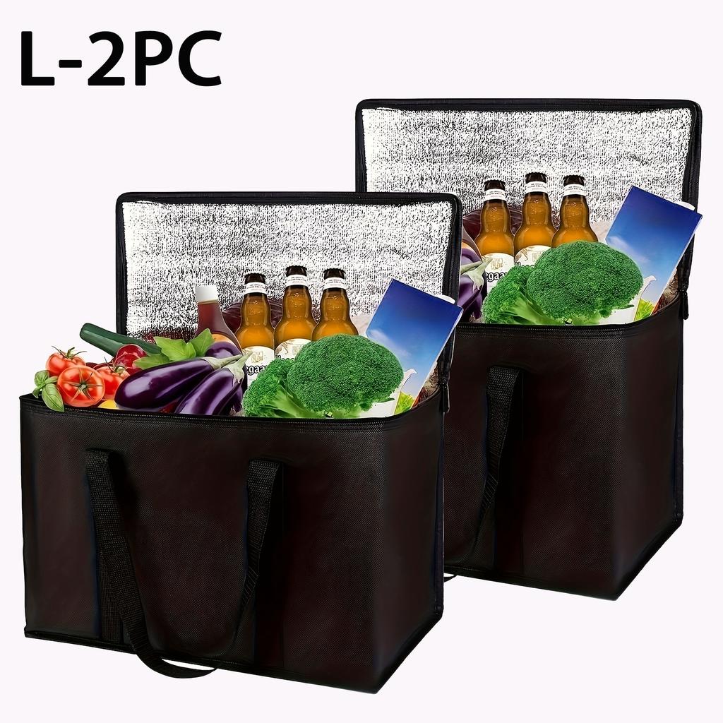 40л Изолированная и Охлаждаемая Сумка, Портативная Сумка для Ланча Большой Вместимости, Сумка для Пикника Кемпинга на Молнии из Пищевой Алюминиевой Фольги