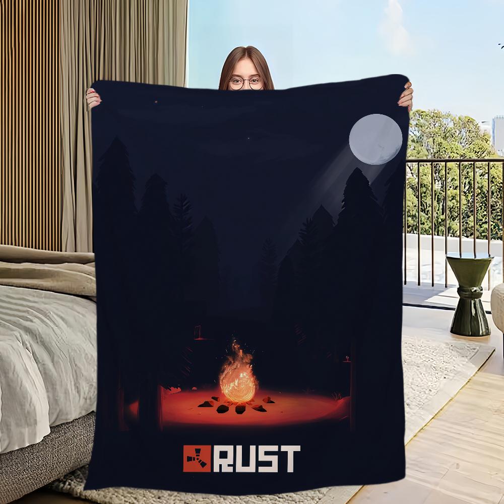 Игровой плед R-RUST для дивана, комнаты, микрофибра, постельный плед, офис, путешествия, подарок, дом