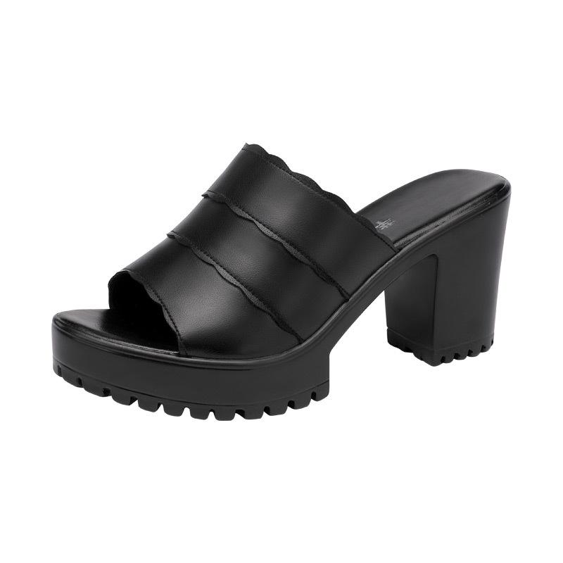 Высококачественные летние кожаные сандалии для женщин на высоком каблуке 8 см, новинка 2024 года, размеры 32, 33, 42, 43, элегантная обувь на платформе с открытым носком, черный, белый цвет