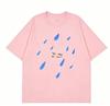 Summer Unisexs Pure Cotton Shortsleeved Shirt with Handdrawn Artistic Raindrop Bohemianstyle Tshirt Moisture Wicking Breathable