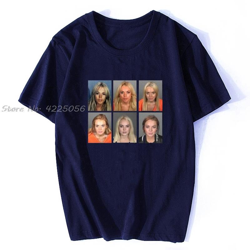 Lindsay Lohan Mashup Celebrity Mugshot Vintage Grunge Look Fan Tshirt Print Fashion Unisex Cotton Tshirt Tees Streetwear