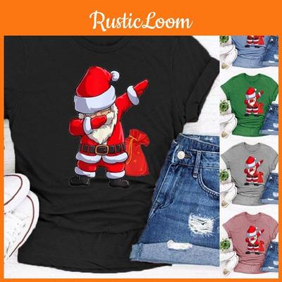 Женская футболка с принтом танцующего Санта-Клауса, мягкая, удобная, рождественская, с коротким рукавом