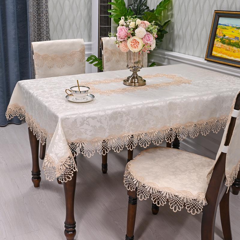 White Tablecloth Rectangle Table Cloth Luxury Embroidery Lace Dining Table Cover Chair Cover Towels Table Juppe Dust Cover