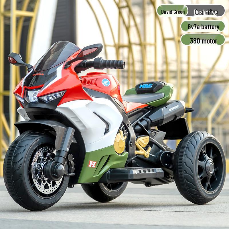 Электрический трехколесный велосипед для детей с пультом управления, двойным приводом, аккумуляторной батареей, подходит для мальчиков и девочек.