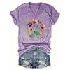 Women's T-Shirt Floral Pattern Printing Fashion Casual Oversized High-Quality Tee Shirt V-Neck Women's Clothing Summer
