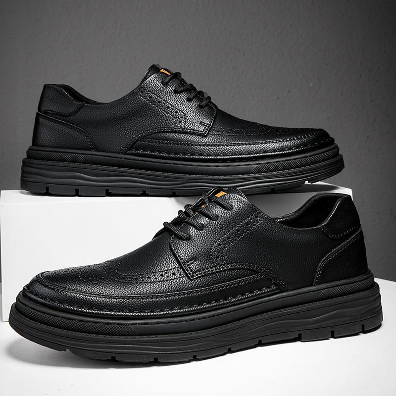 Черный Новый Дизайн Мужские Оксфорды Обувь Броги Повседневная Обувь Мужская Натуральная Кожа Обувь Рабочие Ботинки Бизнес Повседневные Кроссовки Высокого Качества