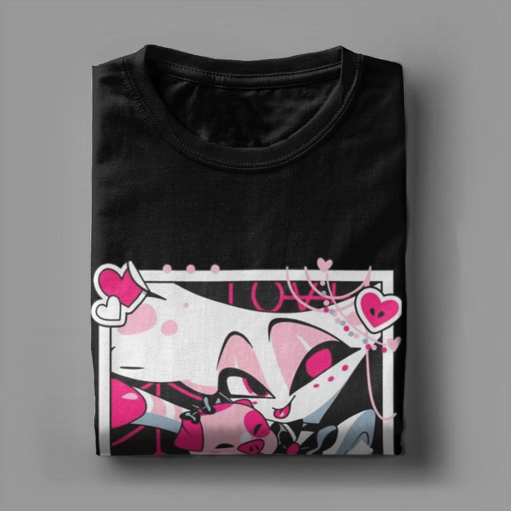 Angel Dusts и Fat Nugget Селфи Hazbins Hotels Футболка Мужская Хлопковая Повседневная Футболка С Круглым Вырезом Футболка С Коротким Рукавом Топы Подарок