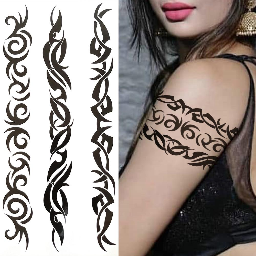 Временные татуировки в стиле скорпиона для женщин и мужчин, черный дракон, бабочка, татуировка из хны, наклейка, поддельные шипы, переносные татуировки на лодыжке