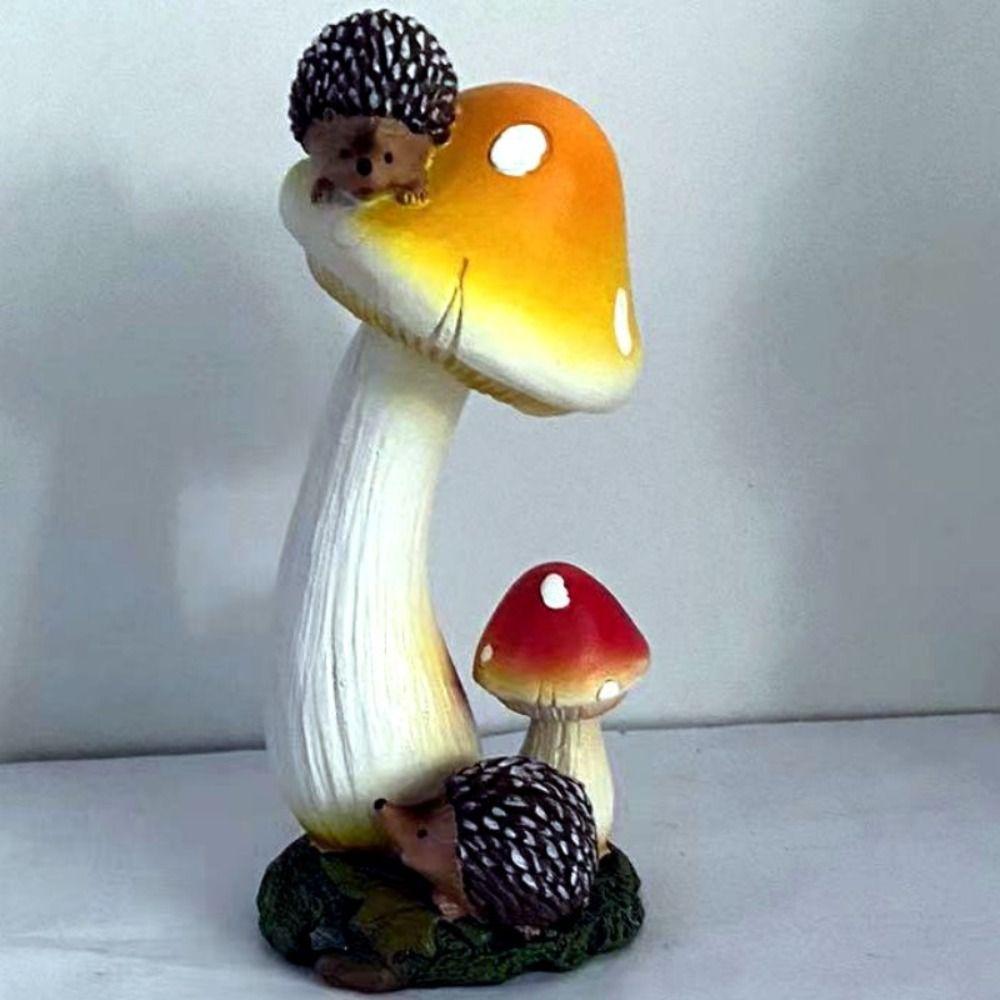 Simulation Pastoral Hedgehog Mushroom Ornaments Crafts Villa Courtyard Figurines Decoration