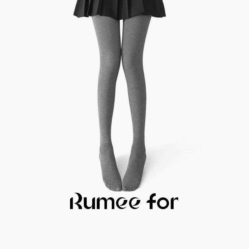 High-Waisted Gray Leggings with Velvet Lining for Spring & Autumn - Women's Belly-Tightening Pants with Non-Slip Design