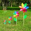 1 Piece 14/18/24/32Cm Wooden Pole Seven Leaf Colorful Diy Windmill Garden Yard Party Outdoor Wind Spinner Ornament Kids Toys