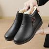 Winter Shoes Elderly Cotton Shoes Soft Sole Medium and Old Short Boots Women's Velvet Warm Boots Flat Cotton Leather Shoes