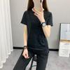 Женская летняя футболка Yoga Slim Solid Color Outdoor Sports из жаккарда Quick Dry с круглым вырезом