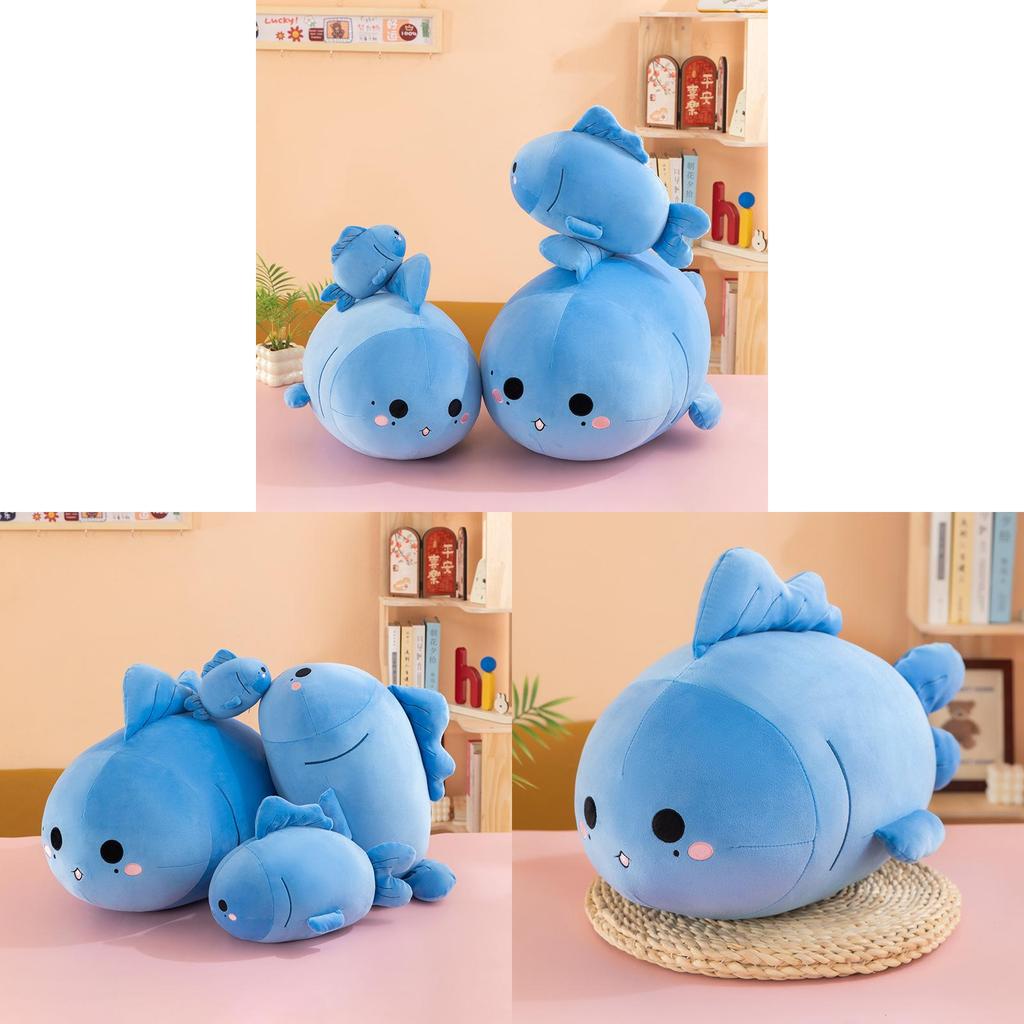 Cute Blue Fish Plush Toy Soft Stuffed Animal Gift For Kids And Teens