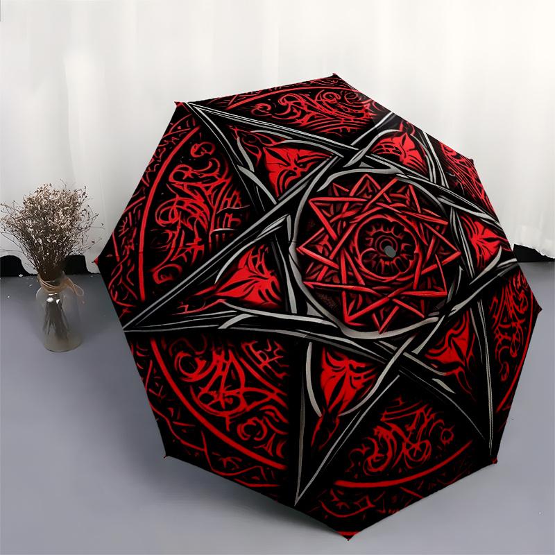Red Star Mandala Wall Art: Unique Decor for Any SpaceUmbrella, Portable 3-Fold Umbrella for Men & Women,Christmas Gift ES132