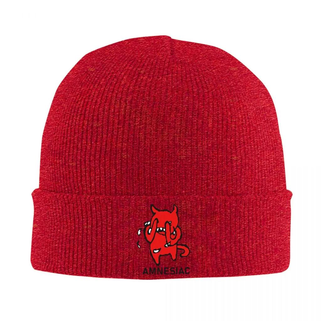 Radiohead Amnesiac Rock Knitted Caps for Women Men Skullies Beanies Winter Hats Acrylic Crochet Cap