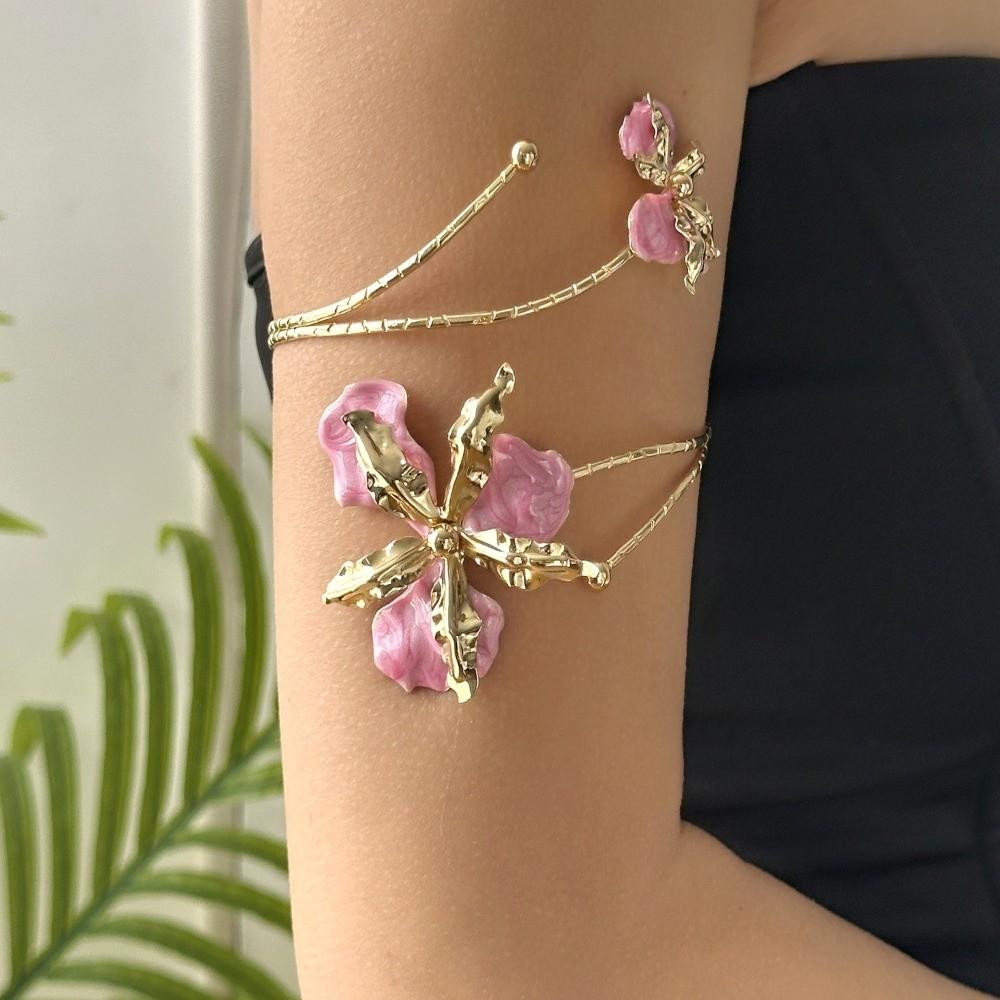 Boho Style Open Cuff Armlet Flower Craft Flower Arm Bracelet New Enamel Glaze Bracelet Women