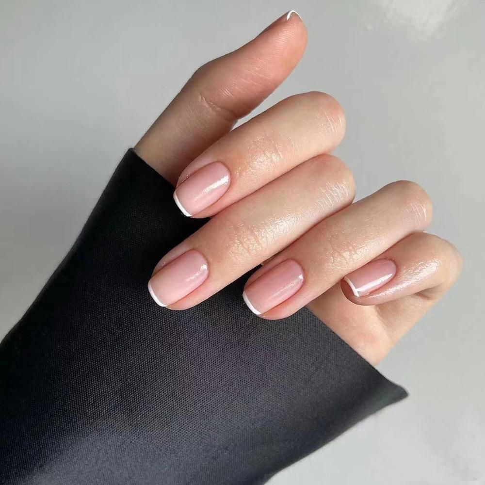 Full Cover French Fake Nails Square Head Nail Tips Fashion False Nail  Women