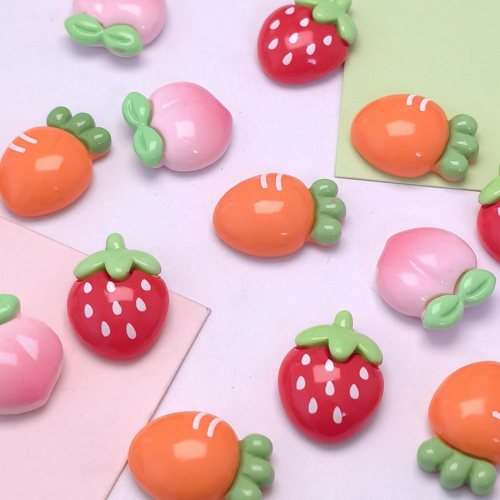 Flatback Peach Carrot Strawberry Flat Back Resin Cabochons Scrapbooking for Phone Deco Parts Embellishments Diy Crafts