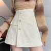 Твидовые шорты, женская юбка трапециевидной формы с завышенной талией, юбка-кюлоты