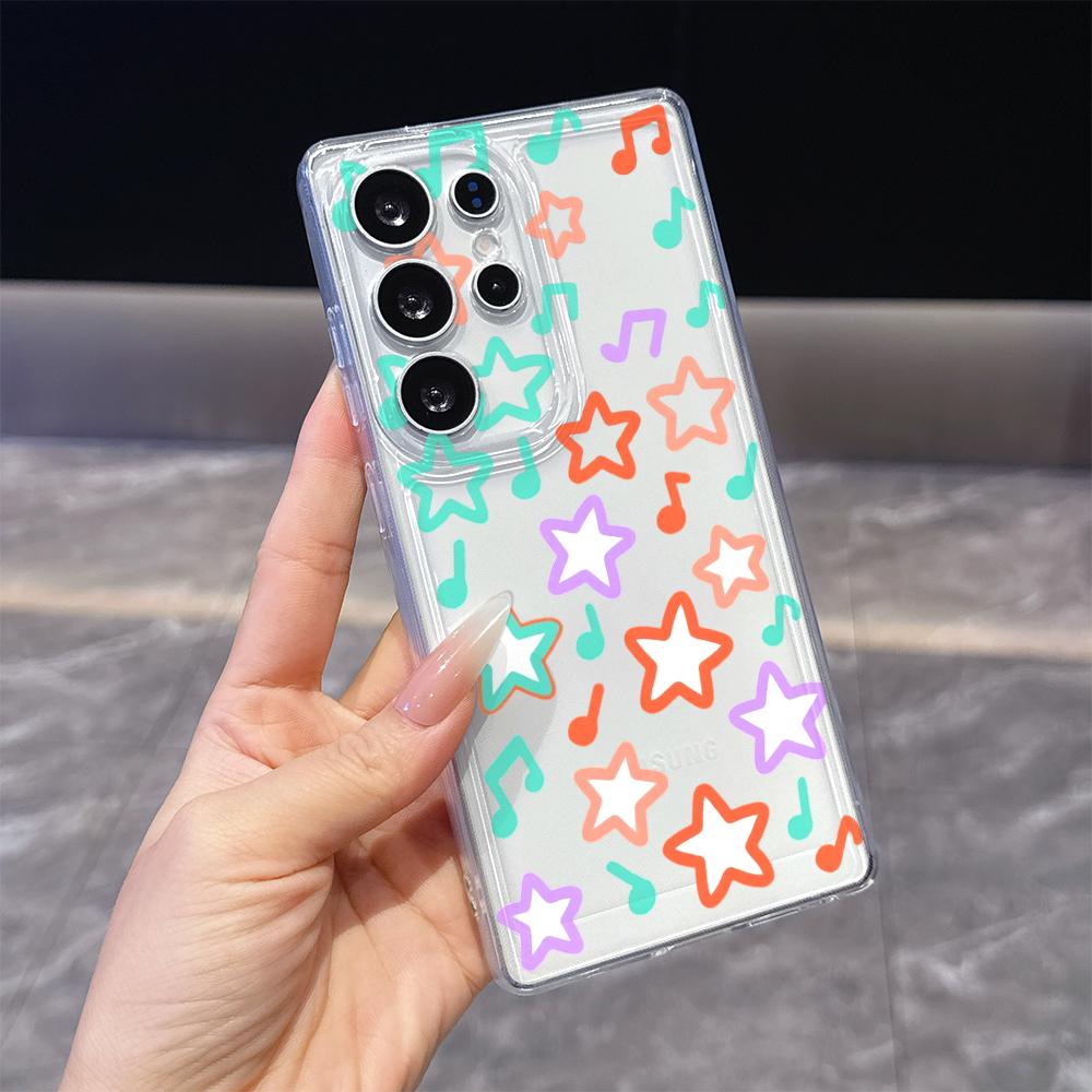 Яркий чехол с нотами и звездами для Samsung Galaxy S26 S25 S24 S23 S22 S21 S20 FE Plus Мягкий ТПУ Тонкий Ударопрочный Чехол