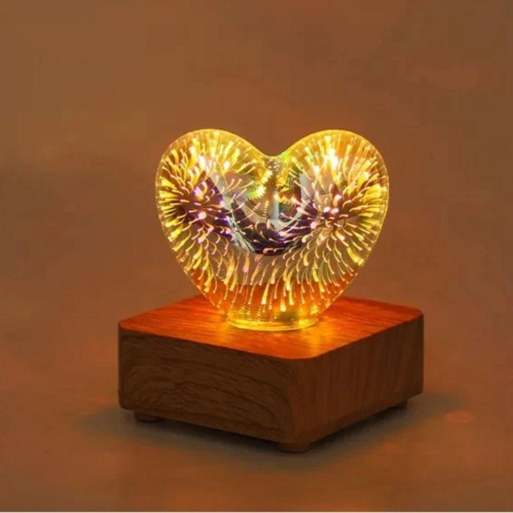Romantic Atmosphere 3D Fireworks Night Light Colorful Luminous Glass Ornament Bedroom