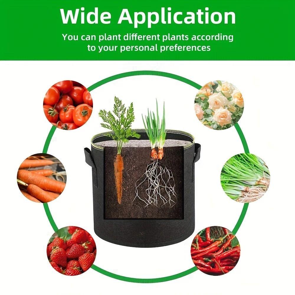 1/3/5/7/10 Gallon Felt Grow Bag with Handles Planting Container Durable Flower Plant Pot  Outdoor