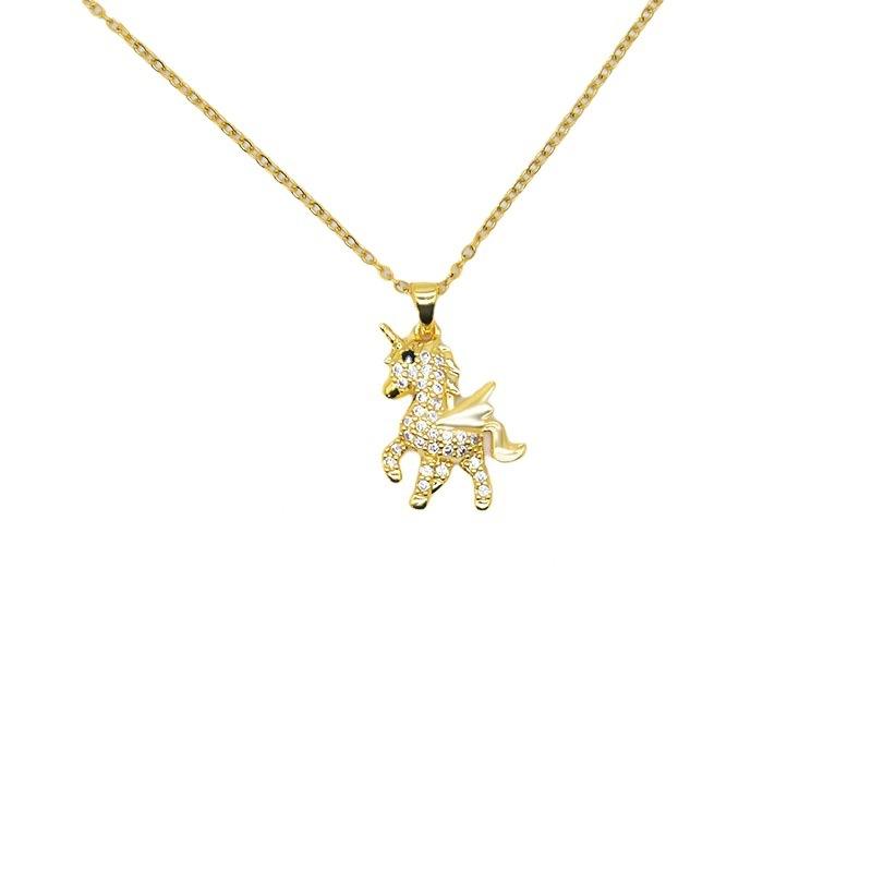 Street Auction Of The Same Diamond-Encrusted Unicorn Necklace Trendy Simple Women'S Collarbone Chain