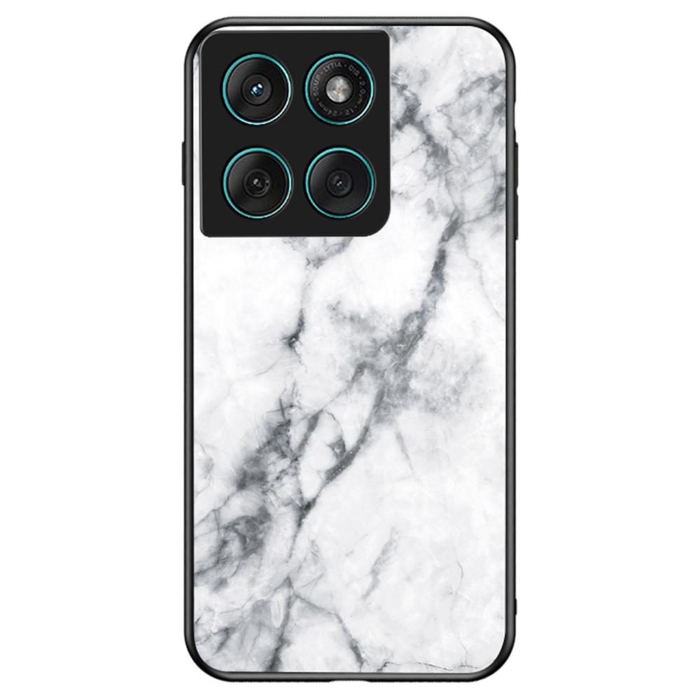 For Motorola Edge 60 Fusion 5G/Edge 60 5G Case Marble Pattern Tempered Glass+PC+TPU Protective Phone Cover