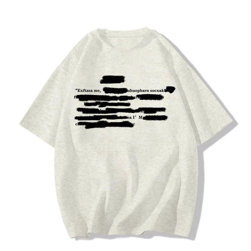 Женская футболка большого размера из чистого хлопка белого цвета с коротким рукавом - Лето 2025 Американский стиль свободного кроя