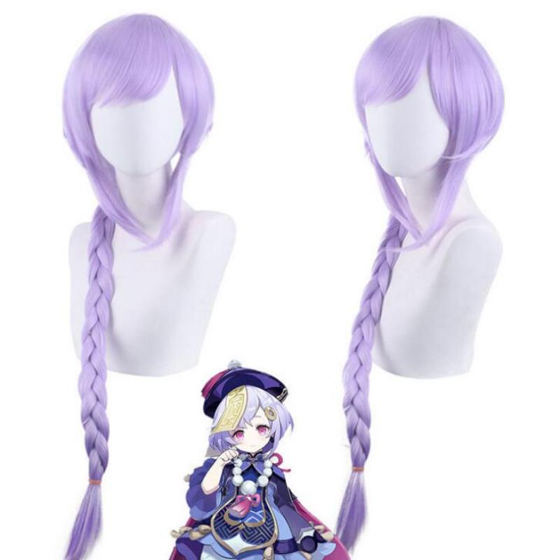 Аниме светло-фиолетовый длинный парик с косой, игра для косплея, Genshin Impact, костюм Цици, термостойкие синтетические волосы, мужские и женские парики