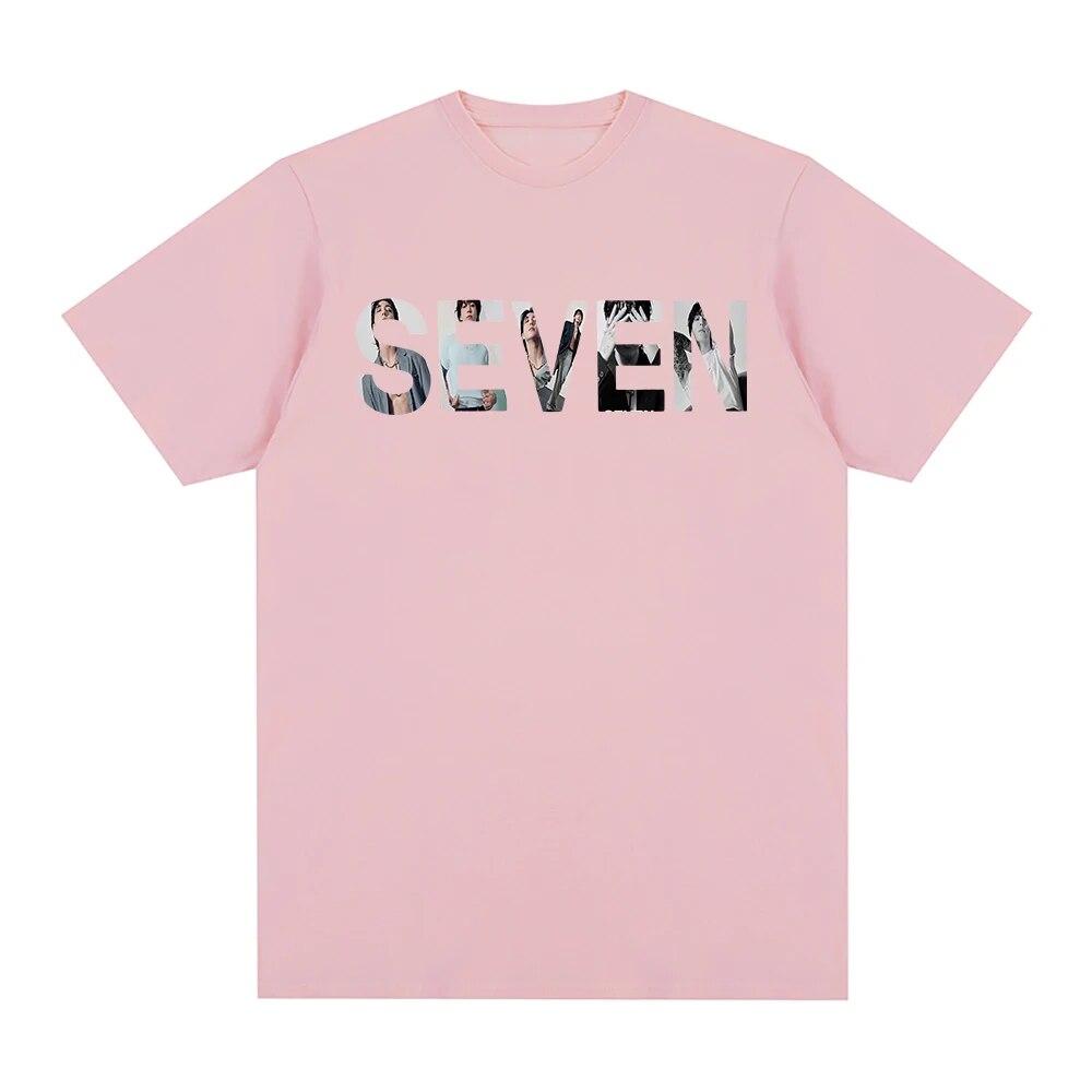 JungKook Seven T Shirt Unisex Harajuku Aesthetic Graphic Letter Print T-Shirt Unisex Casual Oversize Cotton Tee Shirt Korea Clothes