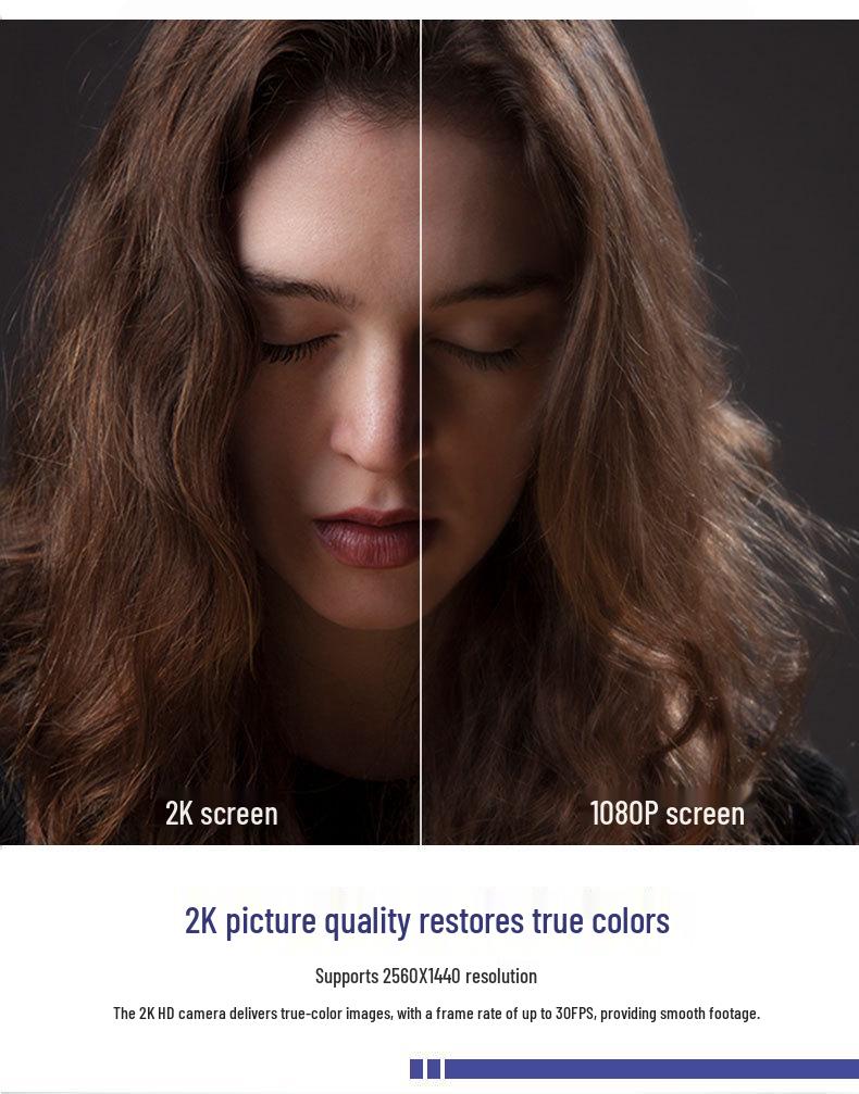 2K Ultra HD USB Webcam with Microphone for Online Classes & Live Streaming, Driver-Free, Noise Reduction, Rotating Autofocus