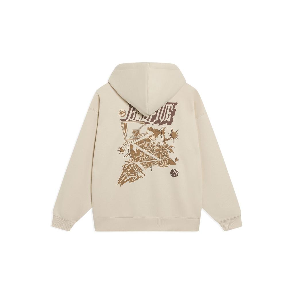 Li-Ning Anti-Wu Series Letter Pattern Print Hooded Long Sleeve Sweatshirt Unisex Tops Light-Cream AWDT089-1