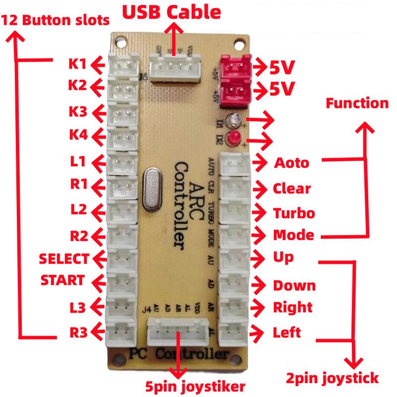 Zero Delay Arcade Usb Encoder Pc To Joystick Arcade Rocker Circuit Board Controller Panel For Diy Tv Box Player Arcade Game