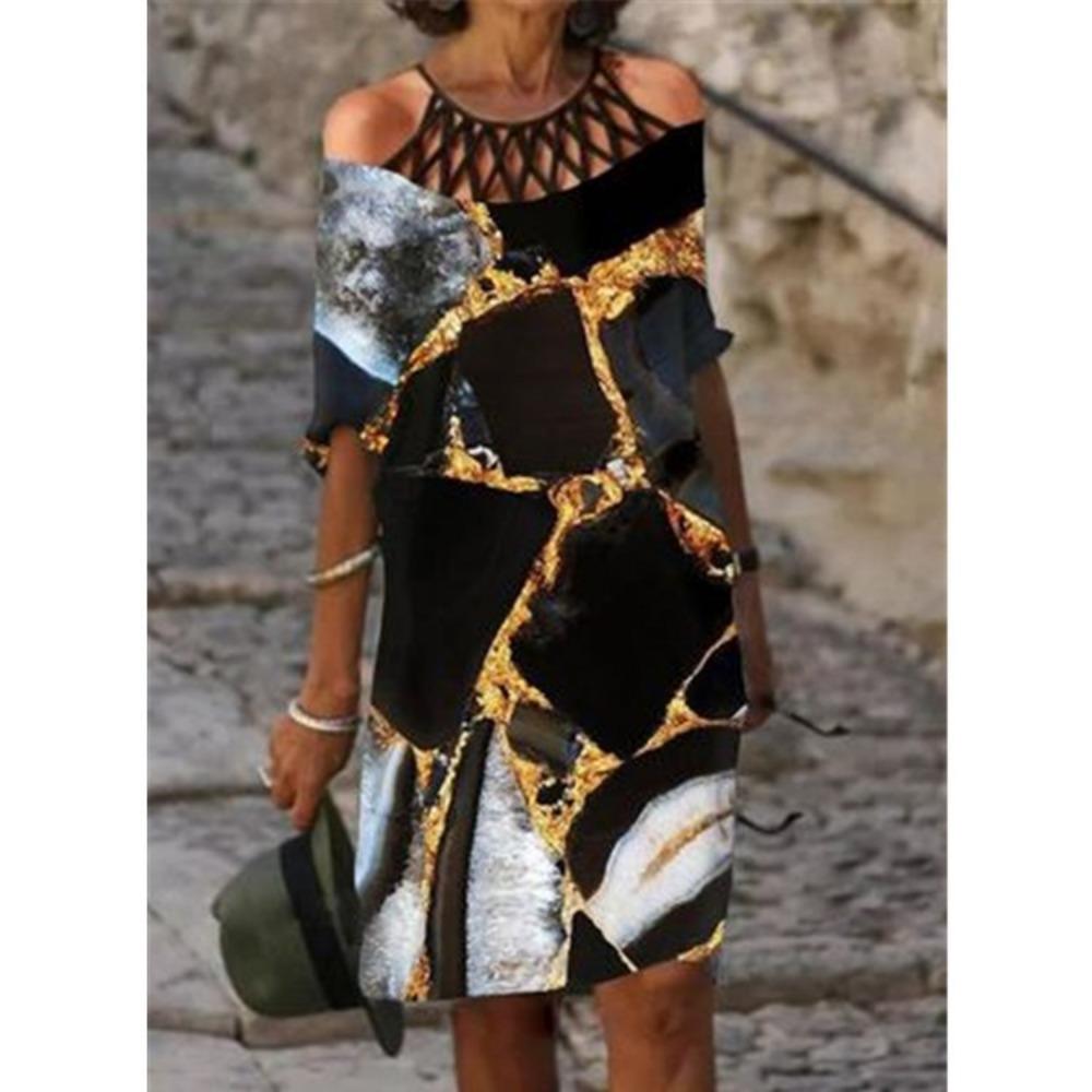 JPNTKY Женская мода лето весна короткие рукава V-образный вырез повседневные платья