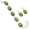 Peridot Quartz Gemstone Jewelry Bracelet &Earring 7-8''