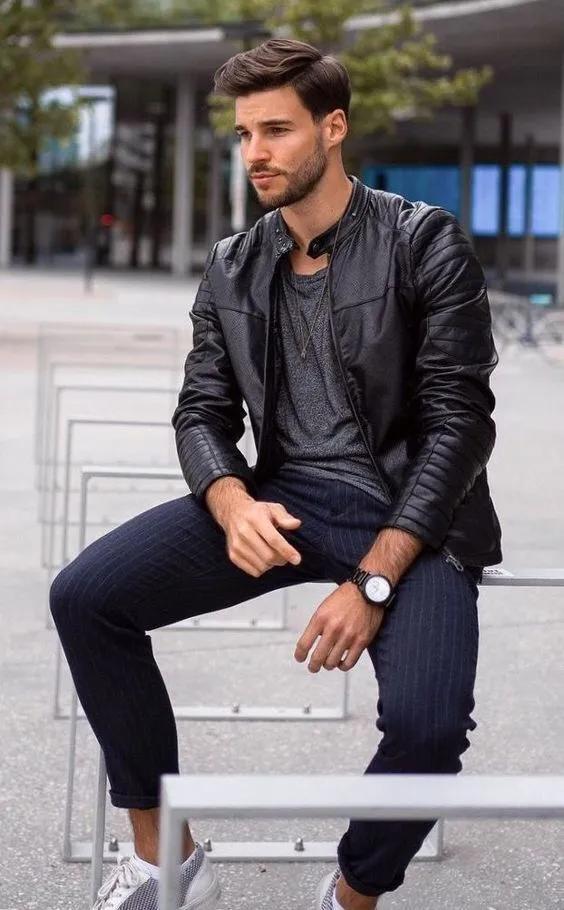 Мотоциклетная черная стильная байкерская мужская куртка ручной работы из натуральной мягкой кожи ягненка