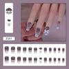 24pcs Detachable Rose Flower DIY French Red Edge Long French Ballerina Fake Nails
