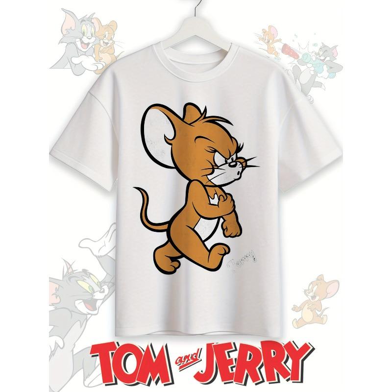 Европейские размеры Мужская футболка Tom and Jerry | Забавная футболка с принтом, короткий рукав, на все сезоны