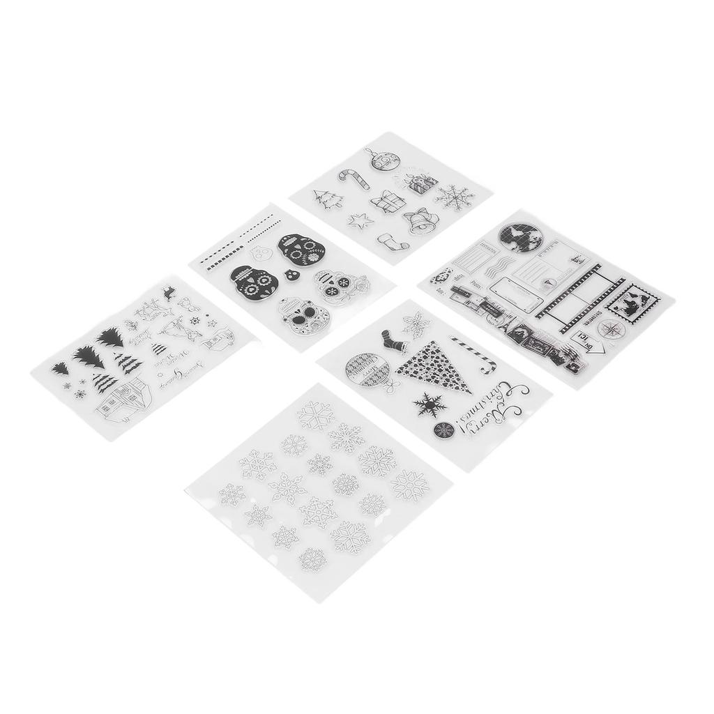 6 листов прозрачных марок с изображением черепа пары, карта путешествий, рождественских украшений, прозрачные марки для