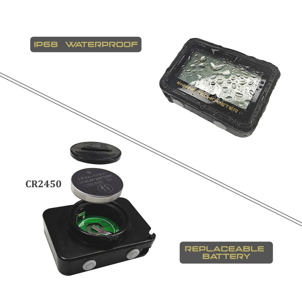 Водонепроницаемый цифровой большой экран тахометра двигателя мотоцикла многофункциональный тахометр счетчик моточасов об/мин SVC часы для лодки мото с зажимом