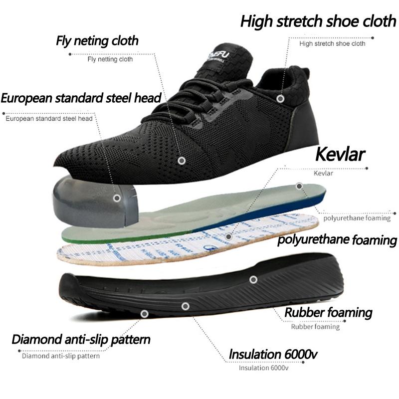 Lightweight Breathable Safety Shoes Men Anti-smash Anti Puncture Work Shoes Security Sneakers Steel Toe Shoes Comfort Non-slip