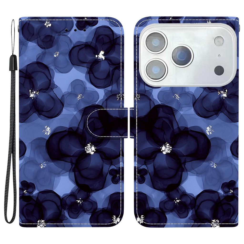 Чехол-кошелек для iPhone 17 Pro с принтом, кожаная подставка, чехол для телефона с ремешком