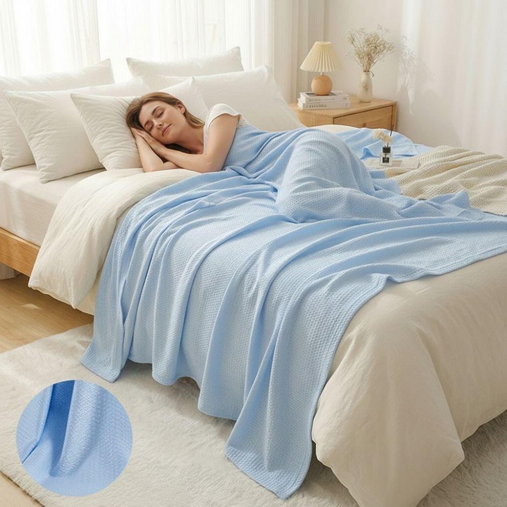 Thin Summer Cooling Blanket Rhomboid Pattern Sofa Throw Blanket Household Summer Quilt Children