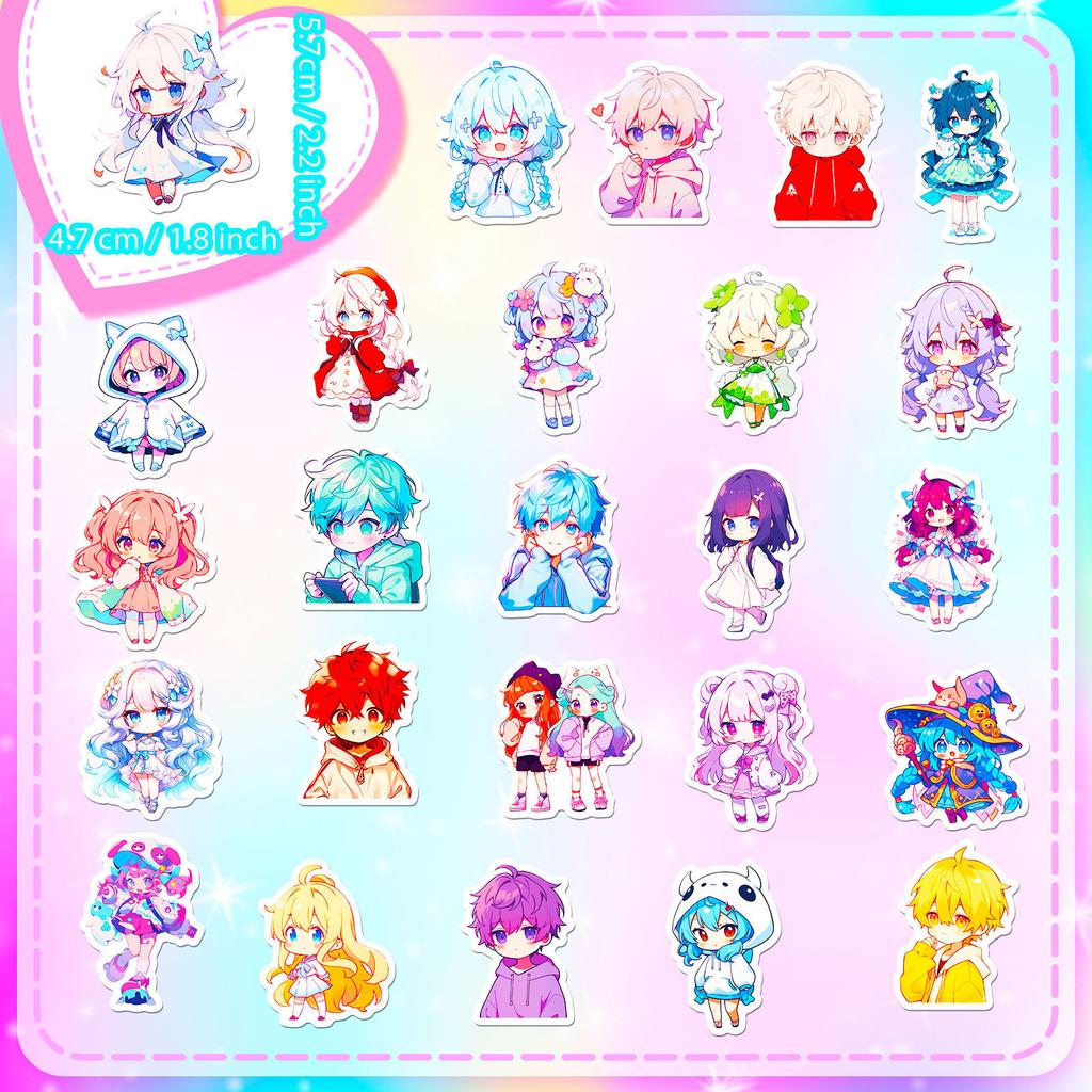 50 Мультяшных Аниме Стикеров Q Версии Веселые Новые Милые Мультяшные DIY Периферийные Нишевые Креативные Посты для iPad