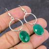 Зеленый Оникс Драгоценный Камень 925 Стерлинговое Серебро Подарок Ювелирное Украшение Серьга 2.25"