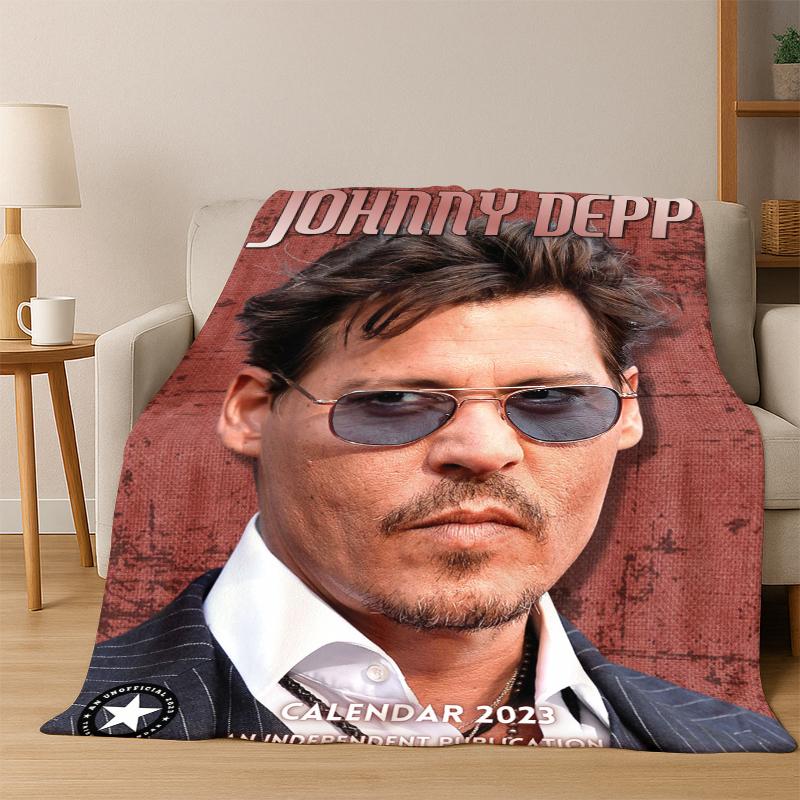 Handsome Johnny Depp Star Flannel Blanket Soft Warm Blanket Throw Blanket for Bedroom Living Room Bed Travel Picnic Gift kid