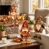 3Pcs 2D Flat Wooden Halloween Dwarf Ornament Autumn Standing Table Sign  Harvest Season